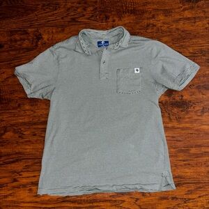 Southern Proper Men's Green Stripe Collared Polo Button-Down Short Sleeve Shirt
